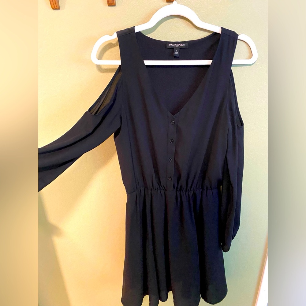 Banana Republic black dress - long sleeve open shoulder